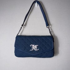 Nuevo bolso de hombro Juicy Couture Isn’t She para mujer precioso acolchado con solapa azul