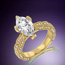 Anillo de diamantes boda oro cultivado 14k amarillo corte marquesa IGI 3 quil...