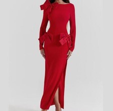 Mujer 2024 Moda Temperamento Mariposa Nudo Espalda Sin Espalda Calce Ajustado Abertura Vestido Largo