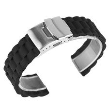 Correa de silicona negra de 22/24 mm correa de reloj impermeable pulsera de goma repuesto