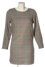 Vestido mujer Zara Trafaluc manga larga estampado a cuadros beige negro rojo talla 38