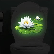 Calcomanía de vinilo creativa pegatina de pared de loto verde brillante en la oscuridad para decoración del hogar