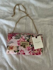 Ted Baker Bolso de Mano/Bolso Bandolera Floral Rosa con Cierre Tono Dorado