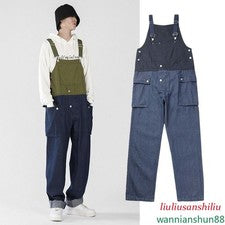 Mono de mezclilla para hombre con tirantes dos tonos con bolsillo de carga Mono ropa de calle pantalones