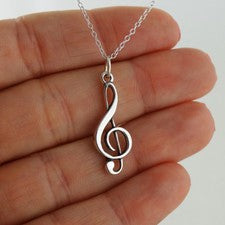 Collar Clave de Agudos - Plata de Ley 925 - Colgante Músico Cantante Regalo