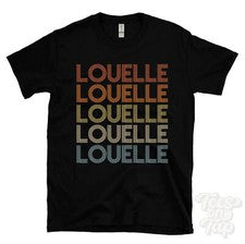 CAMISETA ESTILO RETRO REPETIDA LOUELLE Hombre y Mujer Novedad Genial Nombre Regalo