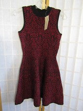 Nuevo con etiquetas Vestido Rewind Carmen Rojo Tejido Cambio con Borde Negro Diseñado Para Mujer Talla M