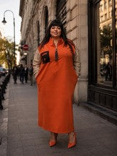 Maxi Vestido Deportivo Chic Naranja Talla 22/3 Para Mujer Talla Grande Moda