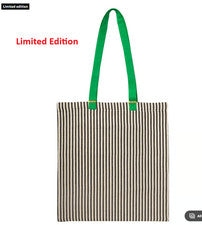 Bolso de Mano IKEA 100% Algodón, Verde/Rayas Blanco/Negro MÄVINN, 16X16" 1 PIEZA Nuevo Llegado