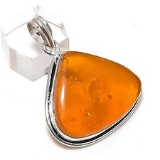 Colgante de joyería de plata de ley 925 con piedras preciosas de ámbar báltico de 1,77" regalo para ella P25