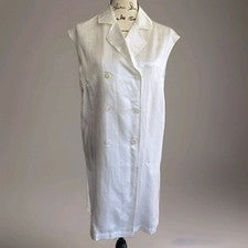 Vestido Berlook Mujer Talla S Sin Mangas Solapa Blanco Minimalista Playa Viaje Retro