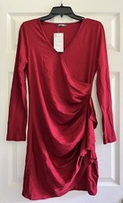 BTFBM Mujer Moda Envolvente Cuello en V V Vestidos Manga Larga - Rojo - Mediano - NUEVO NUEVO CON ETIQUETAS
