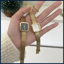 Reloj Mujer Cuarzo Retro Lujo Esfera Pequeña Acero Inoxidable Ajustable Regalo