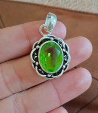 Colgante de piedras preciosas de peridoto de plata de ley 925 hecho a mano colgante de diseñador SR505