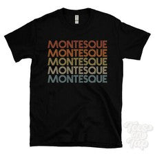 CAMISETA MONTESQUE ESTILO RETRO REPETIDO Hombre y Mujer Novedad Genial Nombre Regalo