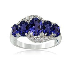Sterling Silver 1.9ct TGW Blue & White Topaz 5-Stone Ring