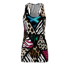 Vestido Para Mujer Espalda Corredora Estampado Geométrico Animal Selva Diseñador Abstracto