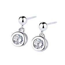 Pendientes mujer circonitas redondas plata de ley 925