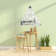16 Piezas Acrílico Arte Adhesivo Espejo Decoración Pared Triángulo Patrón para Hogar Oficina