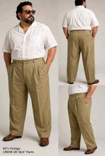Pantalones CREME DE SILK Vintage 80' Marrón Seda y Rayón Pantalones Pantalones Para Hombre 4X NUEVO