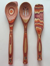 Juego de utensilios para hornear de cocina de madera de pakka de bambú de 3 piezas cucharas de cocina