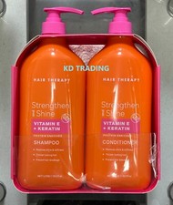 (Pack de 2) TERAPIA CAPILAR Fortalecer el Brillo VITAMINA E + CHAMPÚ Y ACONDICIONADOR DE QUERATINA