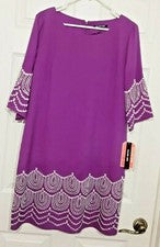 Vestido para mujer Gianni Bini hasta la rodilla talla mediana malva brillante manga 3/4 ☆ Nuevo con etiquetas