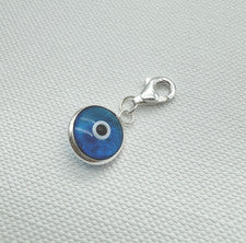 Dije de plata de ley 925 azul mal de ojo colgante de protección de 10 mm aplausos de langosta