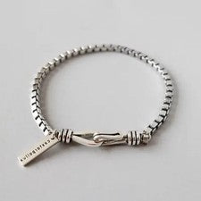 Pulsera geométrica retro hecha a mano con cuentas de plata de ley 925 para mujer regalo