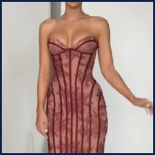 Moda Vestido a Rayas Estampado Floral Sexy Fuera del Hombro Sin Espalda Ajustable