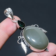 Colgante de joyería de plata esterlina 925 con piedras preciosas de diopsido ...