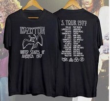 Camiseta vintage Led Zeppelin 1977 American Tour negra para fans
