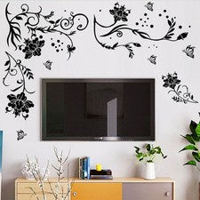 Pegatinas de pared PVC flor vid mariposa arte calcomanía decoración del hogar adorno extraíble