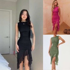 Vestido sin mangas sin espalda cintura ajustado ropa para mujer moda puro deseo