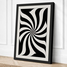 Arte de pared geométrico en lienzo de vórtice espiral negro decoración del hogar listo para colgar