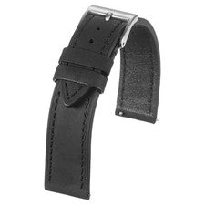 Reloj de pulsera de cuero 19 mm correa de reloj vintage con cierre de pasador negro