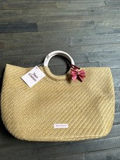 Bolso de Mano Juicy Couture Tejido Paja Mimbre Mujer Beige con Cinta NUEVO
