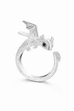 Anillo Dragón Plata Ajustable Banda Abierta Fantasía Animal Distintivo Joyería Regalo