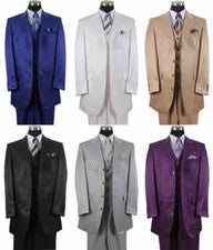 Nuevo Para hombres 3 Piezas Brillante Moda Traje Sombra Rayas Con Chaleco Doble Ventilación 2915