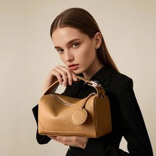 Bolso Boston de cuero genuino de capa superior para mujer Bolso de mano Bandolera de moda