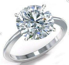 Anillo de compromiso de moissanita redondo blanco hielo 10,51 quilates Vvs1: plata de ley talla 7