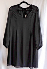 Vestido midi INC clásico negro transparente manga larga talla XS NUEVO CON ETIQUETAS