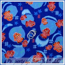Tela BonEful FQ Algodón Azul Naranja Pescado Sushi Flor Asiático Oriental Origami EE. UU.