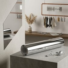 Calcomanía espejo PVC 30x200 cm plata cáscara y película para encimeras puertas hágalo usted mismo