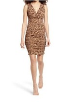 Vestido ajustado acanalado Leith sin mangas estampado animal talla pequeña clásico nuevo con etiquetas
