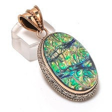 Colgante Joyería Ammolita Piedras Preciosas Cobre 2.17" Regalo para Ella O979