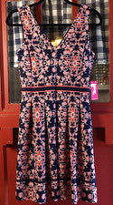 Vestido para mujer Vince Camuto clásico azul multicolor floral sin mangas talla 2 nuevo con etiquetas
