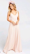 Nuevo Maxi Vestido 198$ MuMu Jenn Para Mujer M Tostado Polvoriento Gasa Cuello en V Profundo