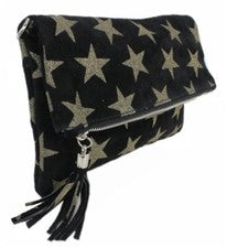 Umhängetasche Damen Leder Schultertasche Wildleder Handtasche Klein Schwarz