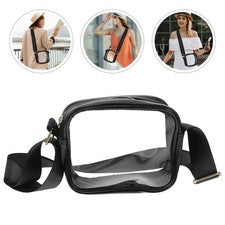 Bolso Bandolera Reutilizable Negro Transparente Monedero para Mujer Almacenamiento Ligero